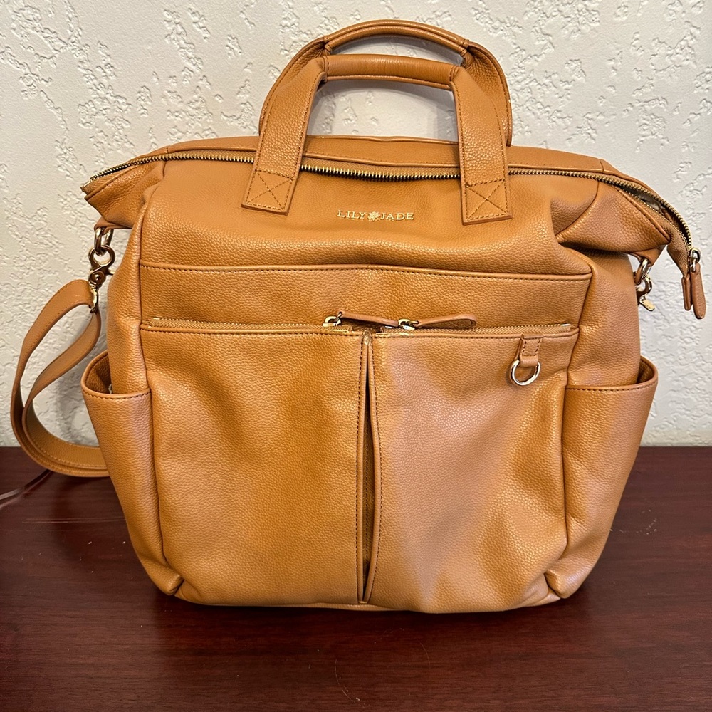 Lily Jade Caroline Diaper Bag in Camel & Gold